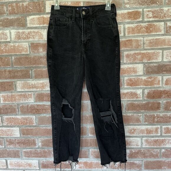 Hollister Ultra High Rise Vintage Straight Jeans Size 0 / 24 Black - Picture 1 of 8